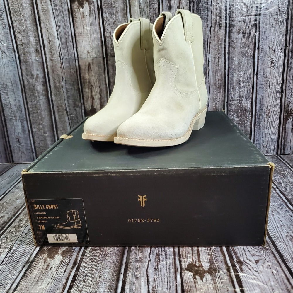 Frye Women's Billy Short Leather Western Boots 40408 Ivory Size 7M